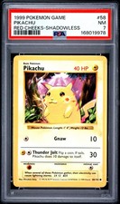 1999 POKEMON BASE SET SHADOWLESS RED CHEEKS #58 PIKACHU PSA 7 on eBay
