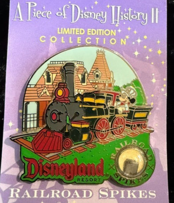 Disney Pin LE 2000 Piece of History Mickey Railroad Spike DLR 2010 Train