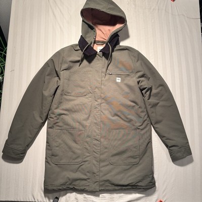 Vans Jacket Men's Size Mefium Canvas Hooded Chore Coat Removable Hood Quilted
