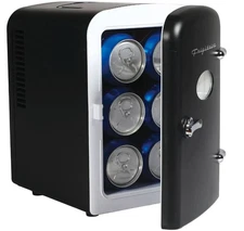 Frigidaire 6 Can, Beverage,4L Mini Personal Retro Fridge Cooler EFMIS229-BLACK