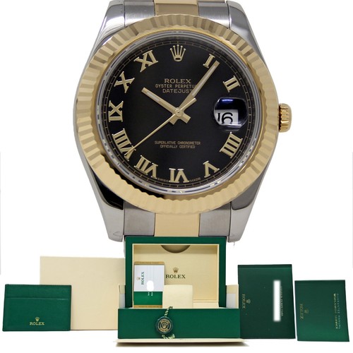 Rolex 116333 Datejust II 41mm Steel Gold BLACK ROMAN *BOX & PAPERS 2020* #2639-1