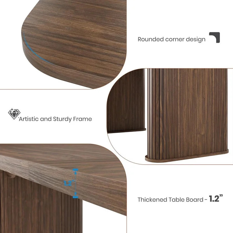 Black Walnut Engineered Wood Rectangular Dining Table for 6-8, 62 Inch ...