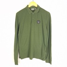 NAPAPIJRI Men's Rugby Shirt Size S Collar Long Sleeve Green Cotton