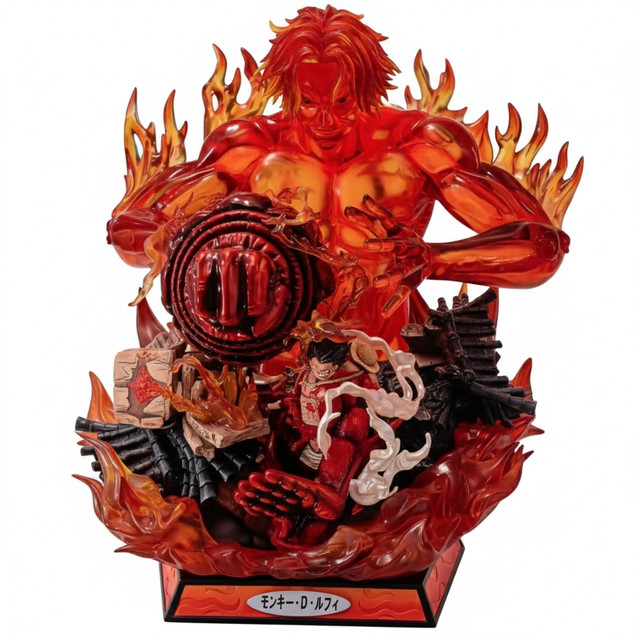 One Piece Statua Ace e Rufy 48cm Figura Scena Battaglia PVC Collezione