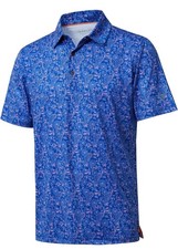 Golf Shirts for Men Dry Fit Short Sleeve Print Performance Moisture Wicking