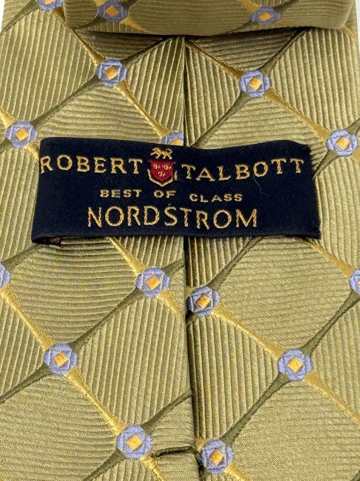 Robert Talbott Gold Blue Patterned Silk Tie Nords… - image 3