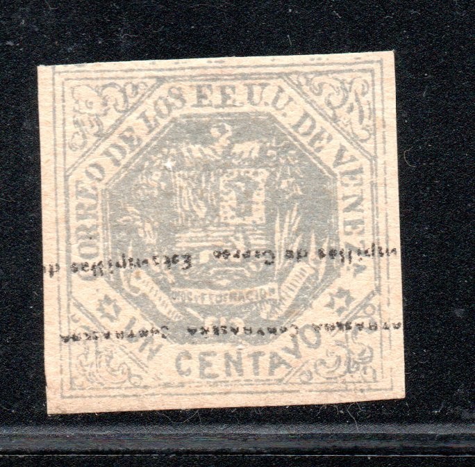 VENEZUELA, stamp classic ESCUDO NACIONAL, 1867, UN CENTAVO    #NUS-027