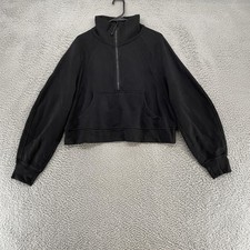 Lululemon Scuba Funnel Neck Sweatshirt Womens M/L Black 1/2 Zip Cropped Fleece