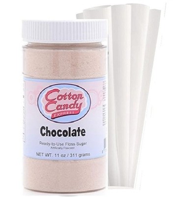 Floss Sugar CHOCOLATE Cotton Candy Ice Cream Drinks Popcorn 11oz+Cones 10-20Serv