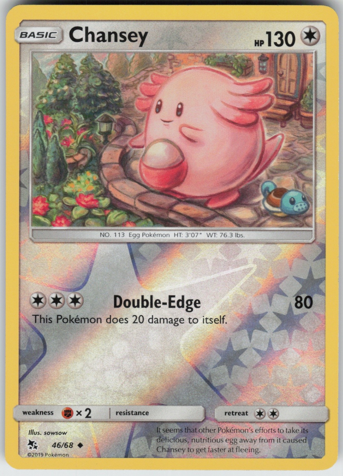 Reverse Holo Chansey 46/68 Uncommon Hidden Fates Near Mint
