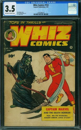 WHIZ COMICS 153 CGC 3.5 OWW PAGES SCARCE GRIM REAPER COVER A SCYTHE HORROR D1
