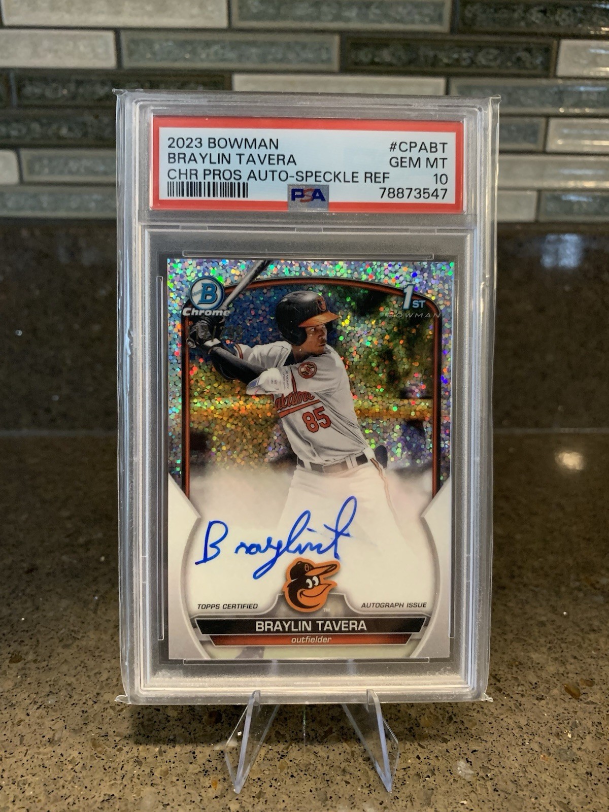 2023 Bowman Braylin Tavera Chrome 1st Prospect AUTO Speckle /299 #CPABT PSA 10