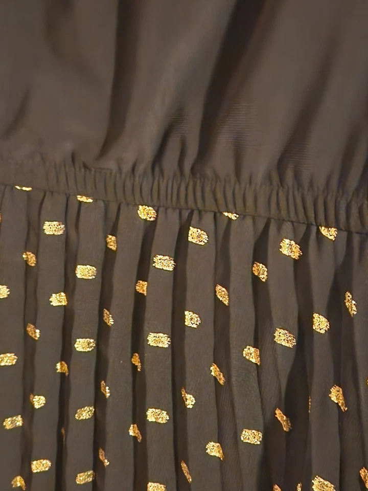 Vestido Lane Bryant para mujer talla grande 22/24 negro plisado dorado falda cóctel Foto 4 de 4