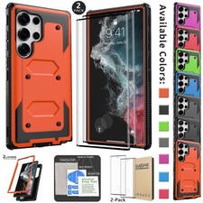 For Samsung Galaxy S22 Ultra S22 Plus S22 Case Rugged Hard Cover /Tempered Glass