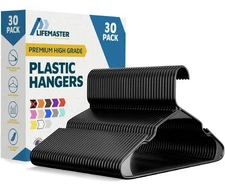 Plastic Clothes Hanger Set - 30 Pieces Versatile, Lightweight, Space-Saving, ...