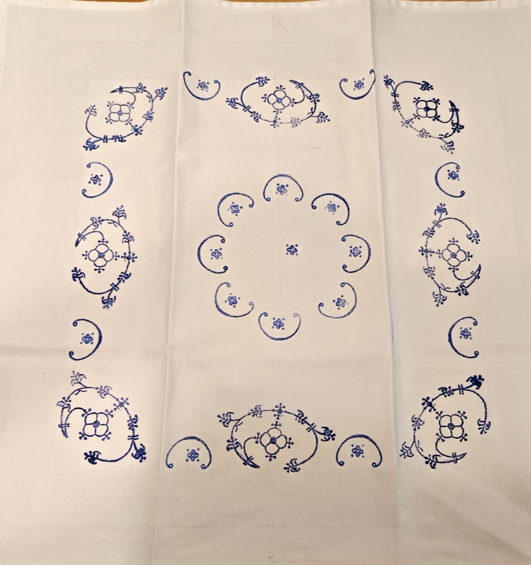 Blaudruck Stoffserviette Deckchen Schwan indisch Blau 50 x 50 cm Handarbeit