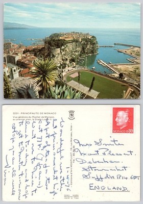 c42148 Stade Louis II Stadion Monaco Postkarte 1976 Stempel