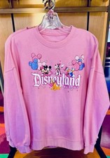 NWT Disney Parks Disneyland Resort Glitter Pink Crewneck Sweatshirt Size Medium