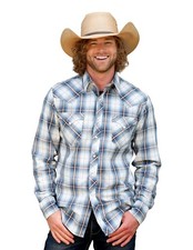 Tin Haul Western Shirt Mens L/S Back L Blue 10-001-0062-0223 BU