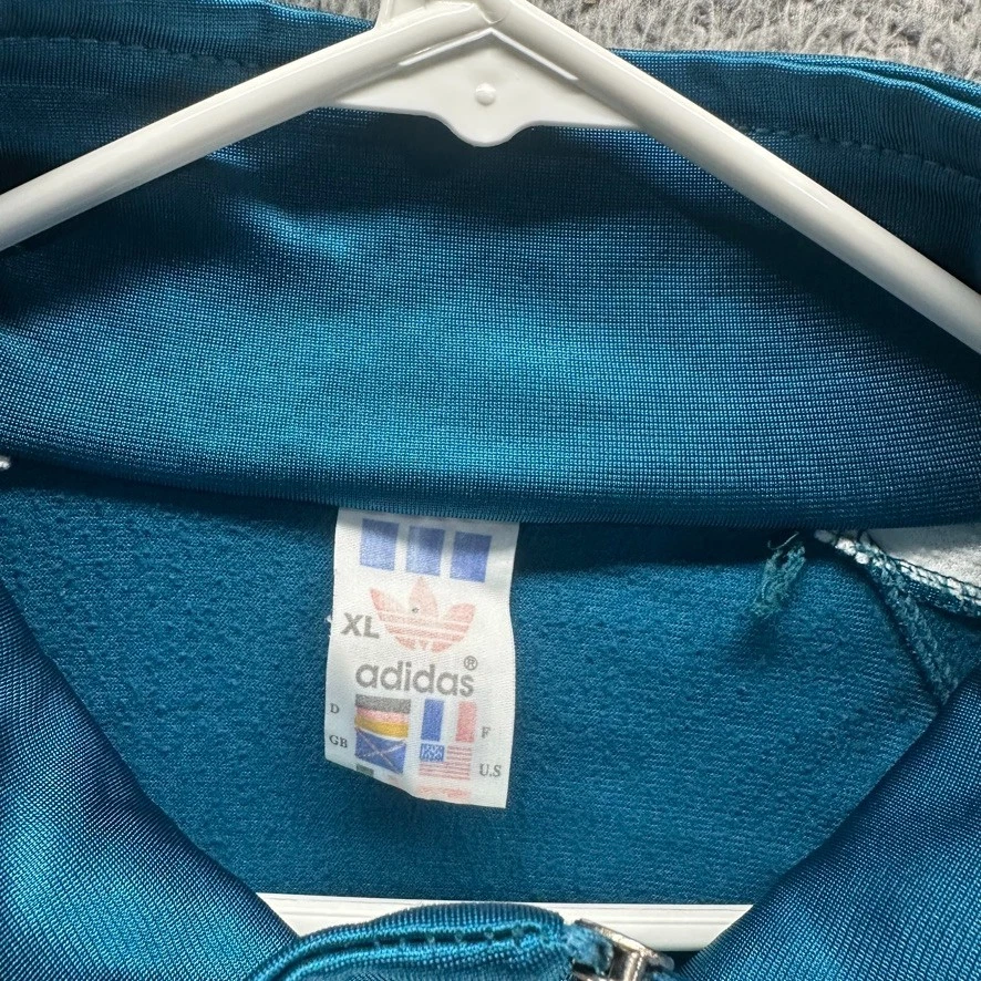 Vintage Adidas Track Jacket Mens XL Blue Full Zip Snap Button Trefoil 3 Strips - Image 4 of 4