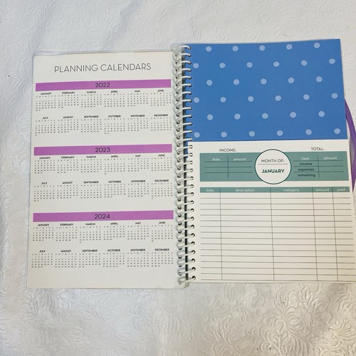 Home Finance and Bill Organizer w Pockets Monthly Budget Planner Floral Spiral - Picture 3 of 5