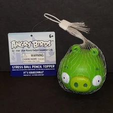 Angry Birds Stress Ball Pencil Topper Green Pig 3" Foam Figure 2012 Rovio NEW