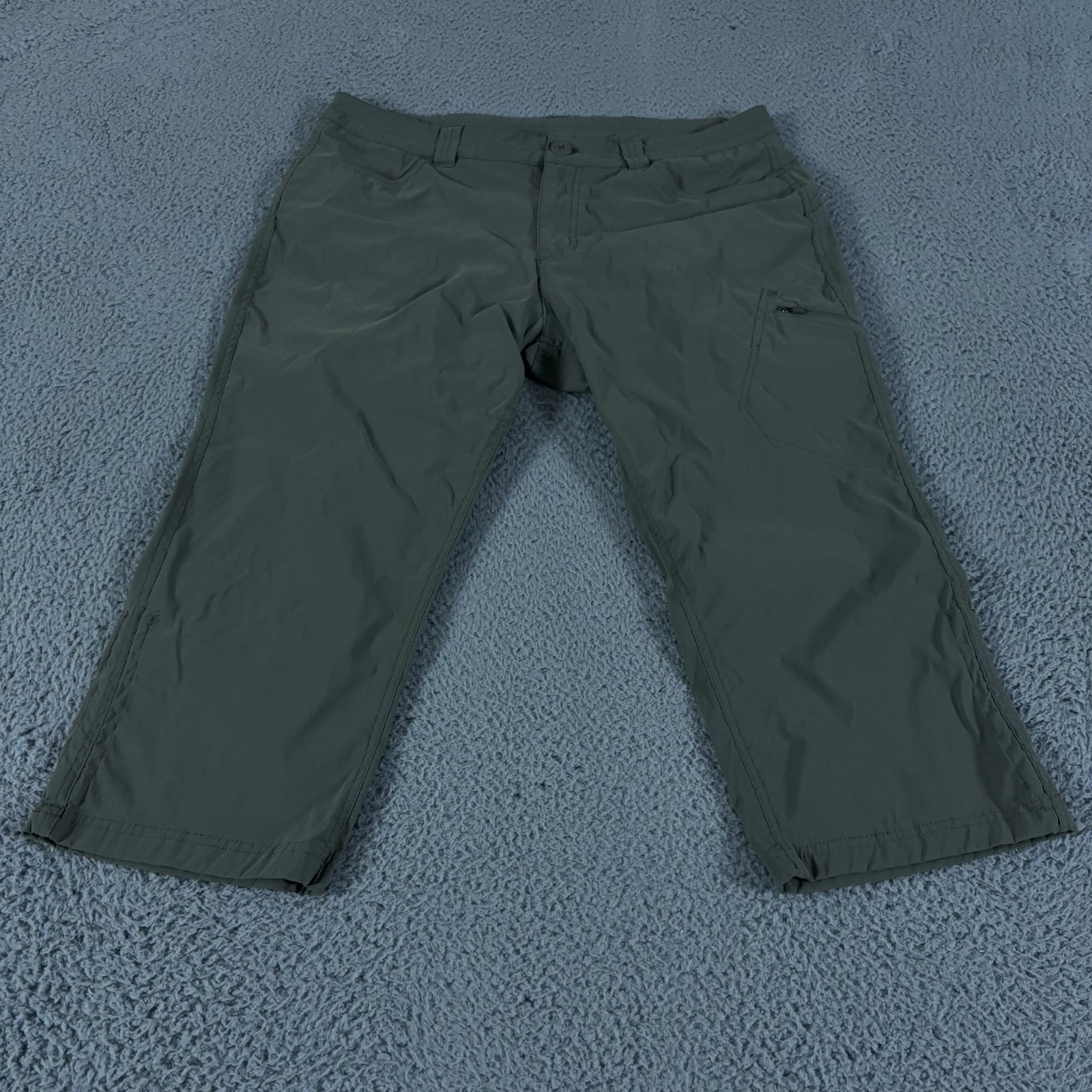 Eddie Bauer Pants Womens 14 Green Capri Cargo Performance Hiking Gorpcore Nylon