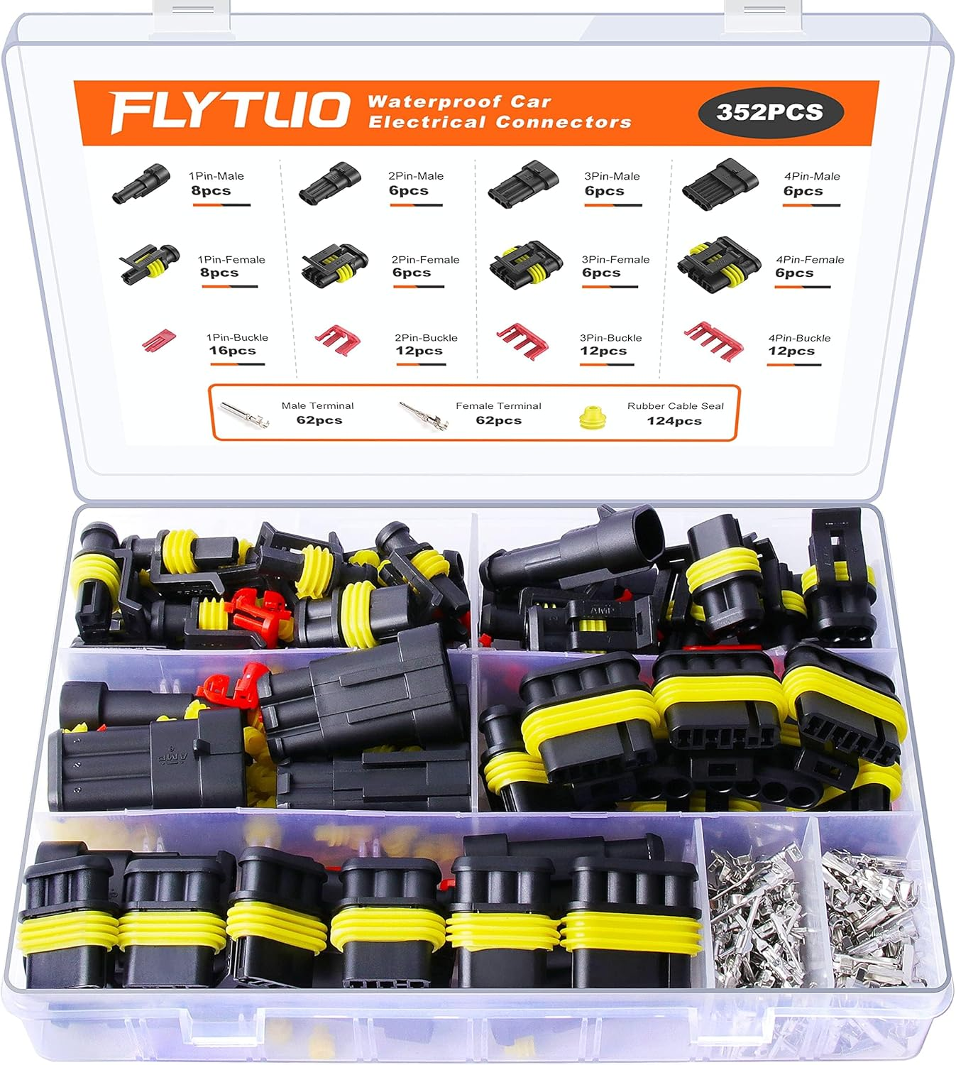 352PCS Automotive Waterproof Car Electrical Wire Connectors Plug Kit, Total 26 S