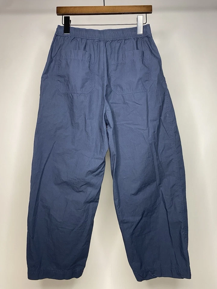 Pantalón Plisado Apiece Apart Spa Azul Marino Para Mujer Pequeño Algodón Orgánico Pierna Barril Foto 3 de 4