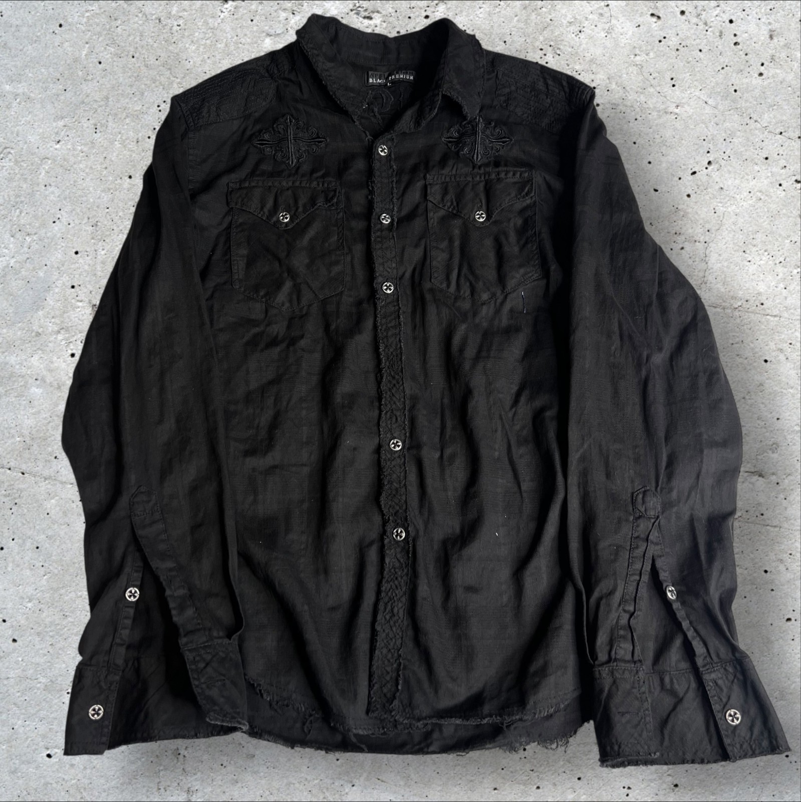 Affliction Black Premium Button Down Embroidered … - image 4