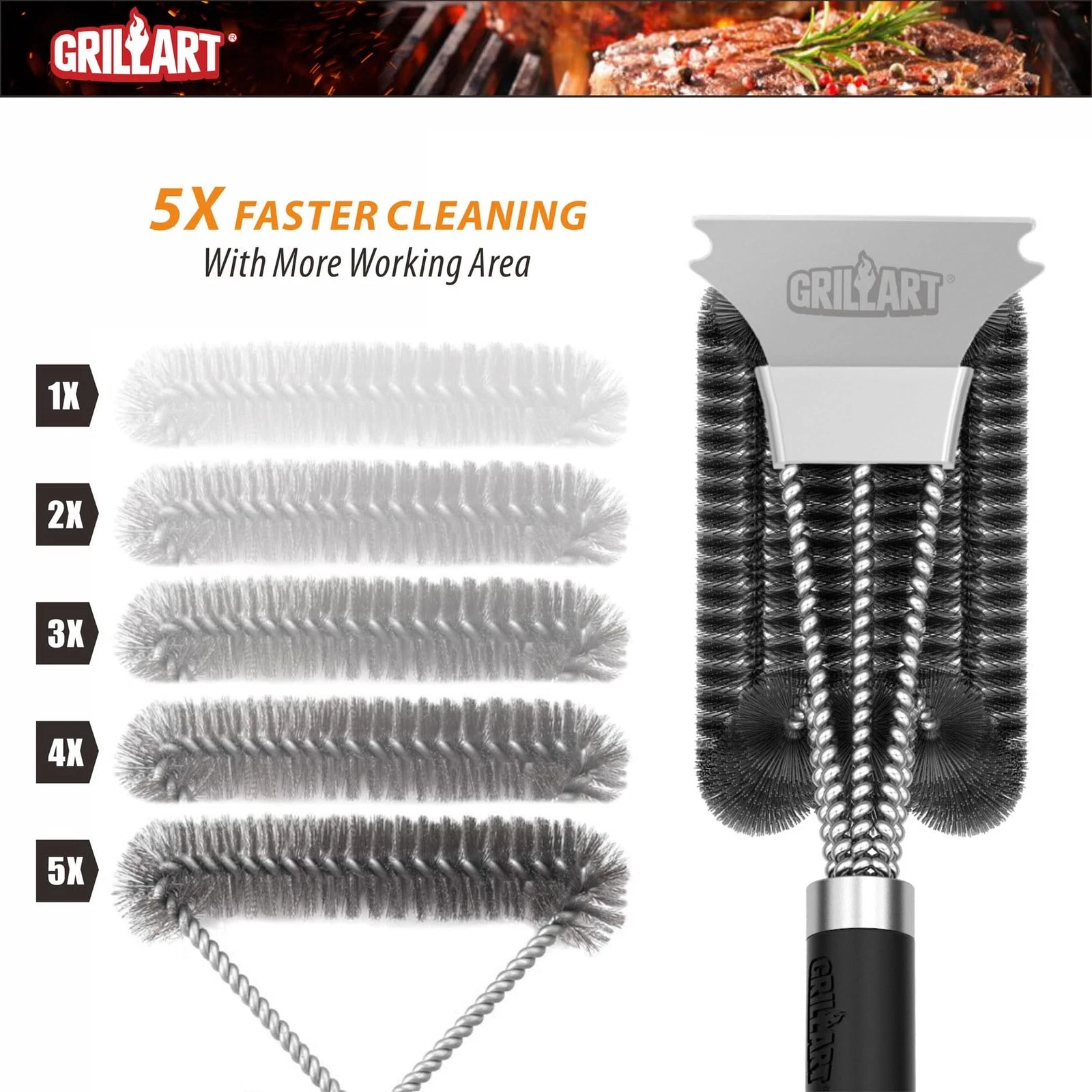 Grillart Grill Brush and Scraper - Thumbnail 4