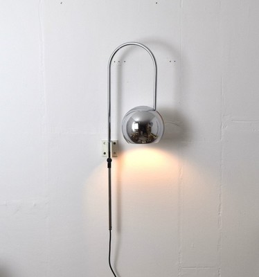 Kontakt-Werkstätten Mid-Century Wandlampe Chrom 70er Modern vintage Kugelleuchte