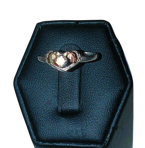 Vtg RGC 925 SS Black Hills 12k Multi-Toned Gold + CZ HEART Ring US *Sz 5.75