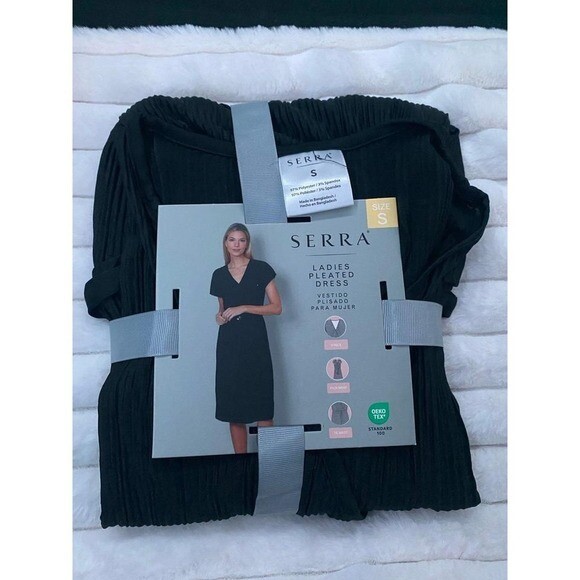 serra women's small black pleated dress