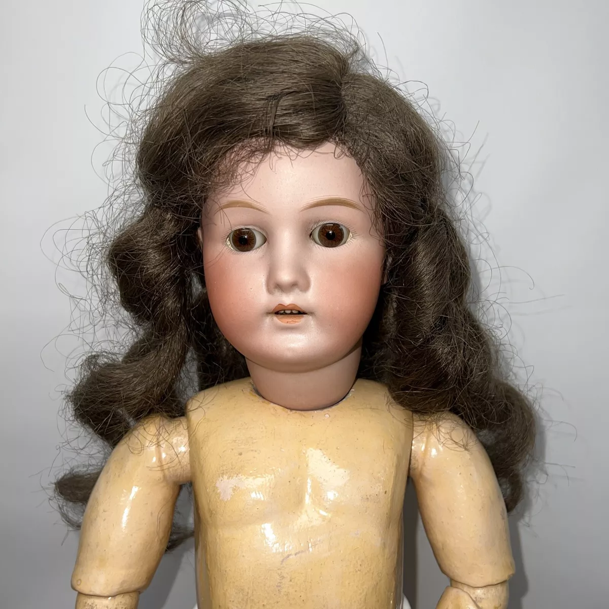 21.5” Antique Germany Bisque Doll B. 3. Brown Sleep Eyes, Compo BJ Body #L