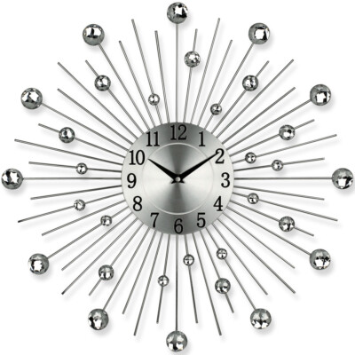 Moderne Designer Quartz Wanduhr gerade silber 50cm