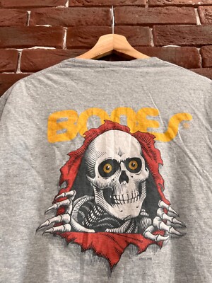 2008 00s Y2K VINTAGE POWELL PERALTA Bones SKELETON T SHIRT L grey