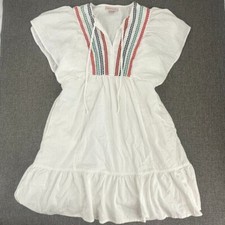 Knox Rose Kimono Mini Dress White Embroidered Small Pockets Cotton & Viscose