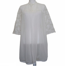 Vintage Van Raalte White Nylon Lace Robe B34 USA Sheer Bridal Lingerie 60s