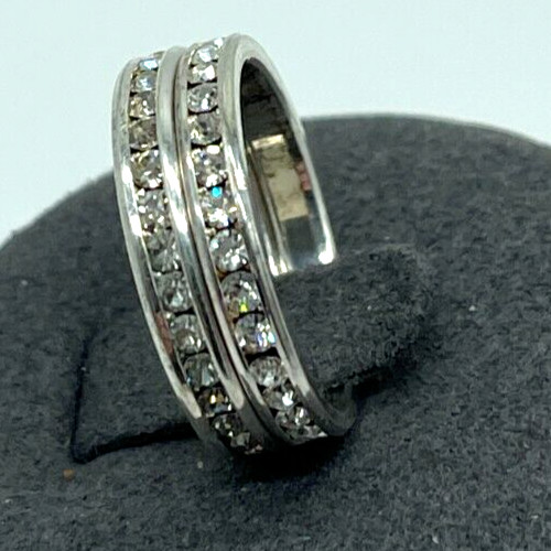 Rings. Two Silver Tone Stackable Rings with clear… - image 3