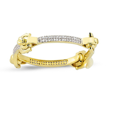 9ct Yellow Gold Kids Cubic Zirconia Bone Bangle