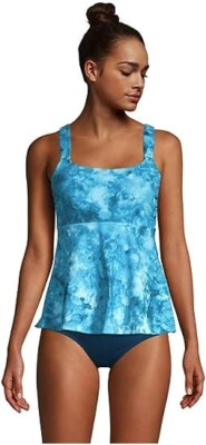 NWT Lands' End Women's Flutter Scoop Neck Tankini Swimsuit Top Size L $85 FLC156