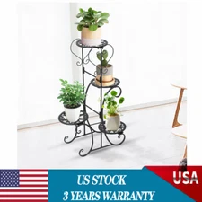 4 Tier Metal Flower Pot Plant Stand Display Shelf Multilayer Rack Indoor Outdoor