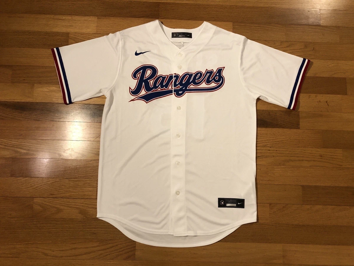 New M Nike Texas Rangers Nick Solak #15 Baseball Jersey White Blue  T770-TEWH Men