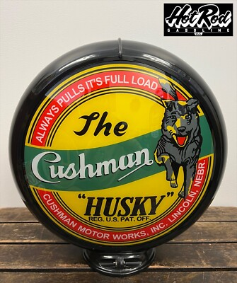 #ad CUSHMAN HUSKY Reproduction 13.5quot; Gas Pump Globe Black Body $175.00
