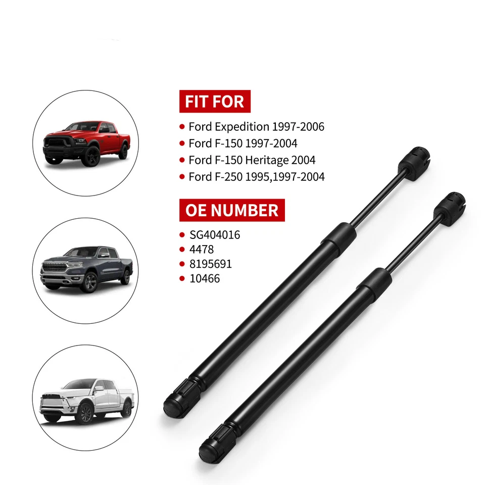 2PCS Front Hood Air Lift Support Strut Shocks Rod For 1995-2003 Ford F-150 F250 Foto 4 de 4