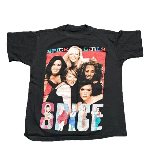 90s 00s Spice Girls Rap Tee All Over Print Pop Tour Conc 1990s vintage concert t-shirt, vintage, single stitch, B+ condition
