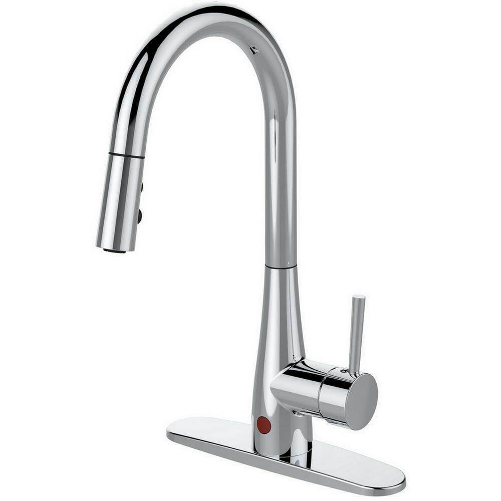 RUNFINE Single-Handle Pull-Down Sprayer With Hands-Free Kitchen Faucet Chrome