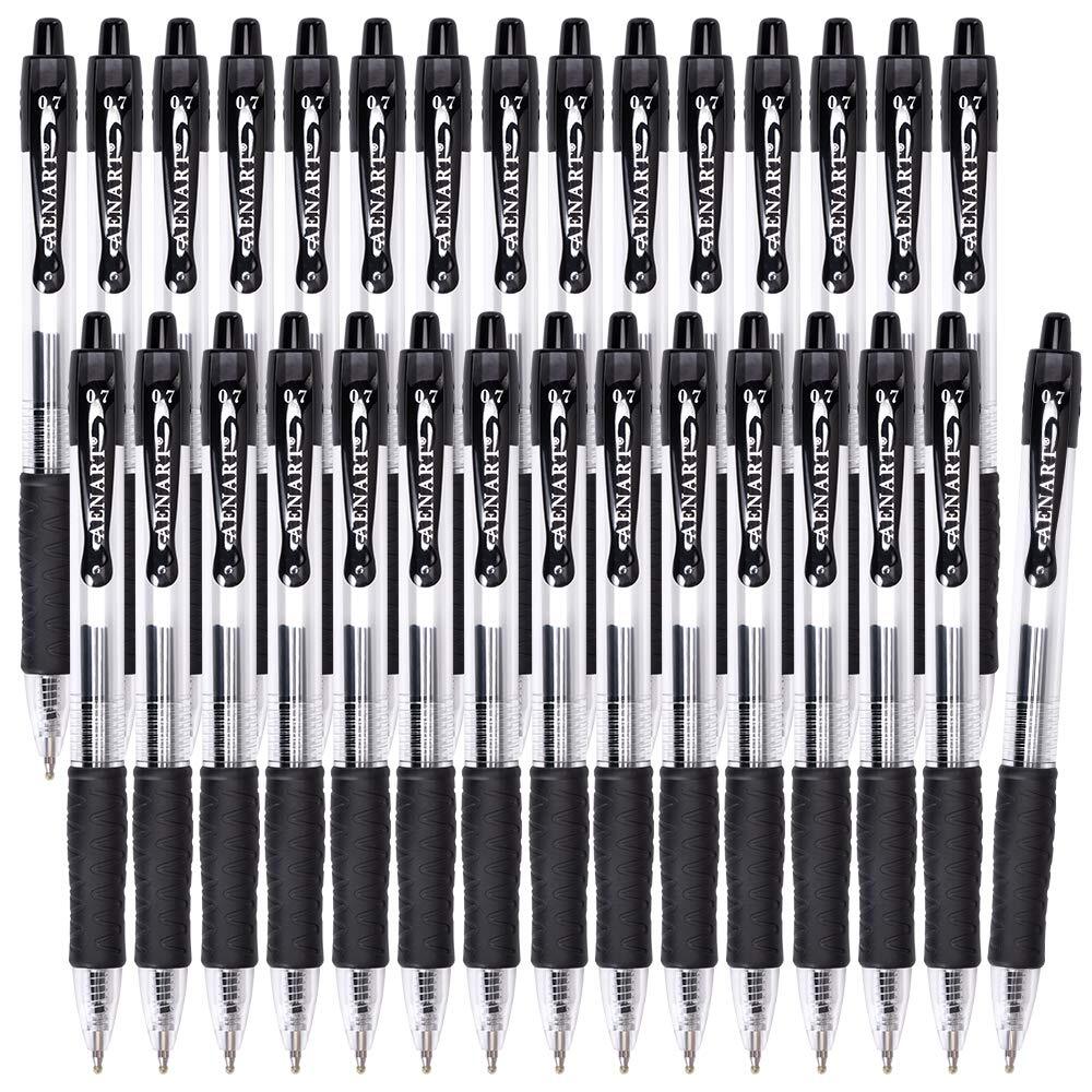 Gel Pens 30 Pack Black Gel Pen Fine Point Retractable Gel Ink Rollerball Pens...
