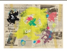 Salvatore Emblema Opera Unica Su Carta Di Giornale 46 X 62.5 Cm